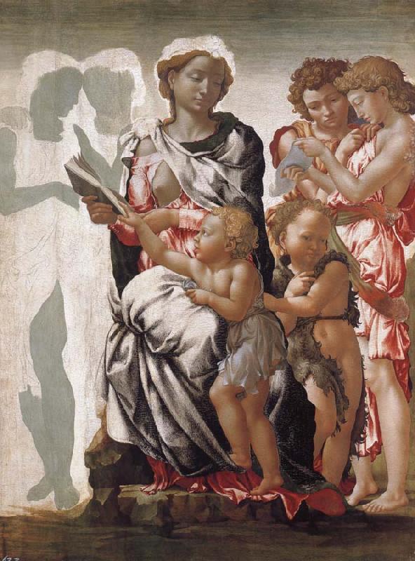 Michelangelo Buonarroti THe Madonna and Child with Saint John and Angels